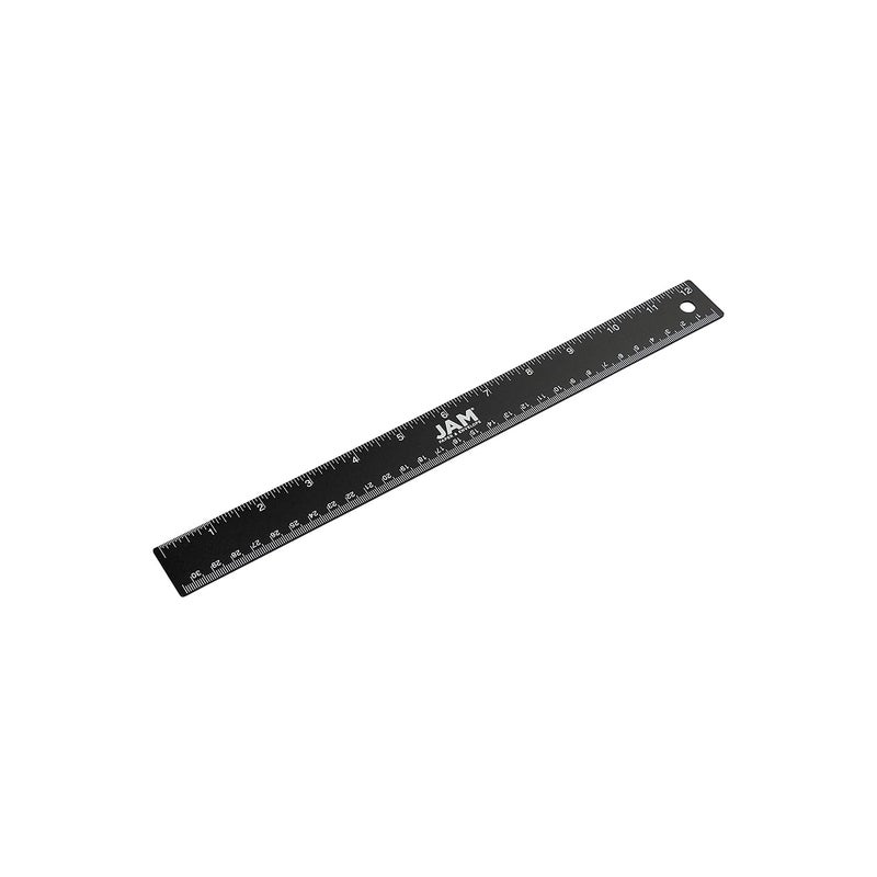 JAM PAPER Strong Aluminum Ruler - 12 Inch - Metal Ruler with Non-Skid Cork Backing - Black Metallic - Sold Individually - Image 4