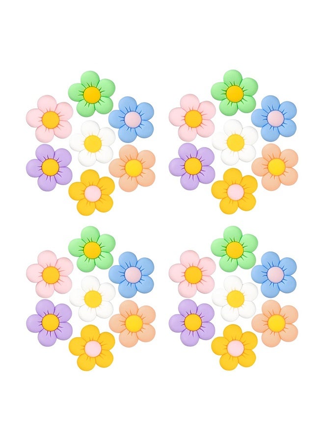 Peachjoy Flower Shoe Charms, 28 PCS Cute Croc Pins Accessories for Party Favor Birthday Gifts, Cute Daisy Shoe Charms for Girls Teens Adults - Image 1