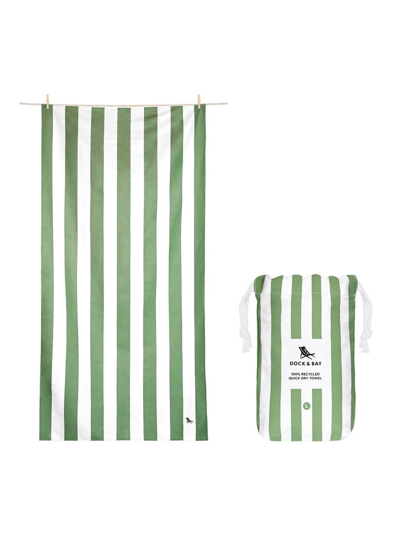 Dock & Bay Dock & Bay Beach Towel, Super Absorbent, Quick Dry, Sand Free, Compact & Lightweight, 100% Recycled Materials, Includes bag - Large (160x90cm) - CAYMAN OLIVE  - Image 1
