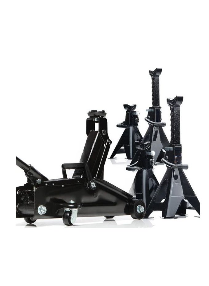 Professional Car Trolley Jack Set - Heavy-Duty Lifting Tool with Four Reinforced Axle Stands - Complete Vehicle Maintenance Kit - Image 1