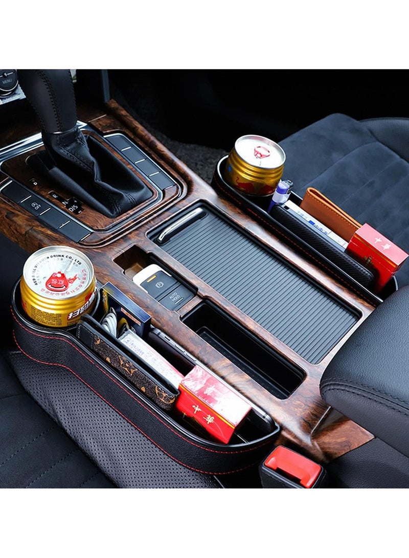 2Pcs Car Seat Gap Filler Organizer Between Front seat car Organizer and Storage Box, Auto Premium PU Leather Console with Cup Holder, Car Pocket for Interior Essentials - Image 3