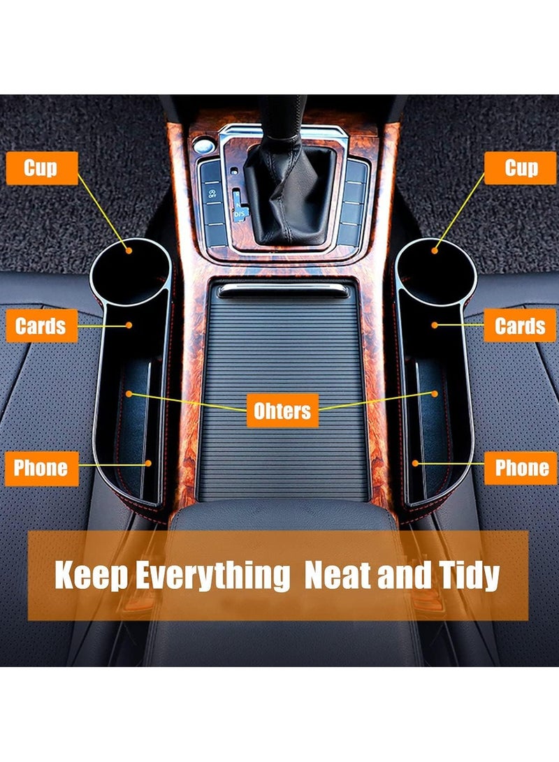 2Pcs Car Seat Gap Filler Organizer Between Front seat car Organizer and Storage Box, Auto Premium PU Leather Console with Cup Holder, Car Pocket for Interior Essentials - Image 2