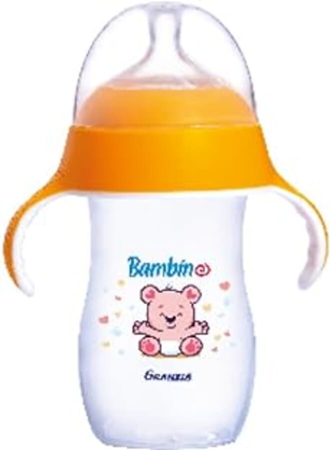 Granzia Bambino Natural Baby Feeding Bottle Orange Color 280 ML With Hand