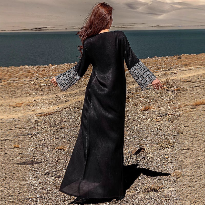 فستان أنيق بياقة V مع تطريز فاخر BA5225 - Image 4