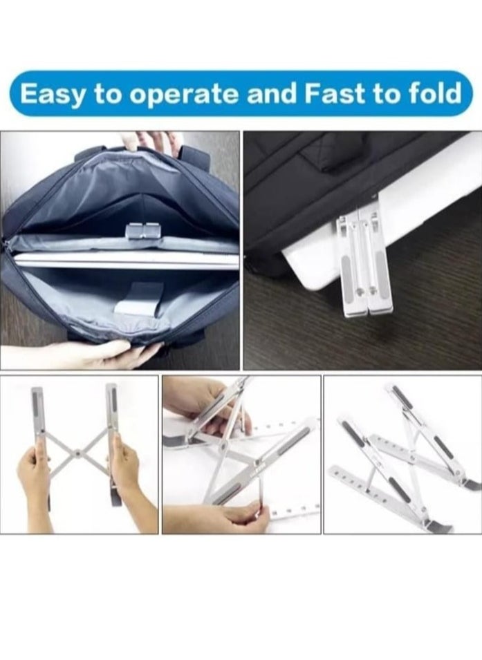 Festive Gallery 7-Level Adjustable Aluminum Alloy Foldable Laptop Stand Silver  - Image 3