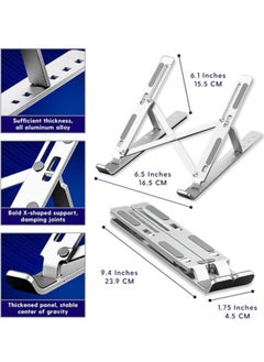 Festive Gallery 7-Level Adjustable Aluminum Alloy Foldable Laptop Stand Silver  - Image 2