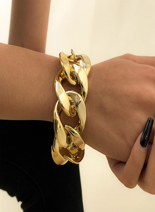 YANCHUN Chunky Gold Bracelet for Women Gold Bracelets Stack Chunky Cuban Link Chain for Women Dainty Boho Silver Paperclip Bracelet Chunky Jewelry Gifts Stocking Stuffers - Image 5