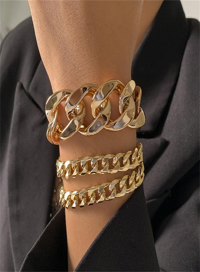 YANCHUN Chunky Gold Bracelet for Women Gold Bracelets Stack Chunky Cuban Link Chain for Women Dainty Boho Silver Paperclip Bracelet Chunky Jewelry Gifts Stocking Stuffers - Image 2