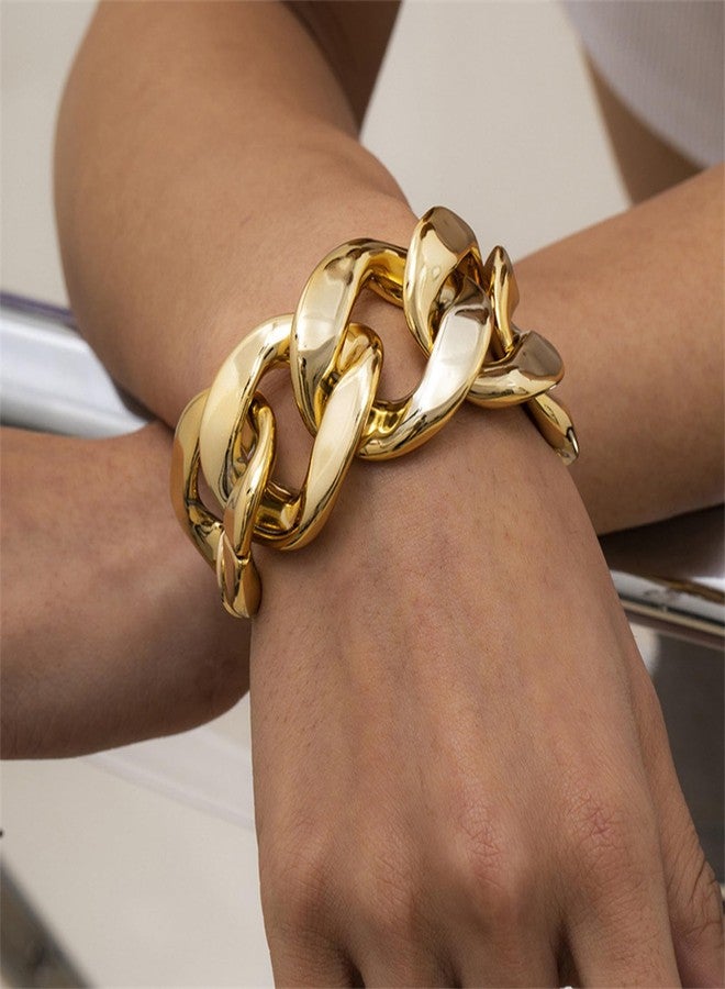 YANCHUN Chunky Gold Bracelet for Women Gold Bracelets Stack Chunky Cuban Link Chain for Women Dainty Boho Silver Paperclip Bracelet Chunky Jewelry Gifts Stocking Stuffers - Image 4