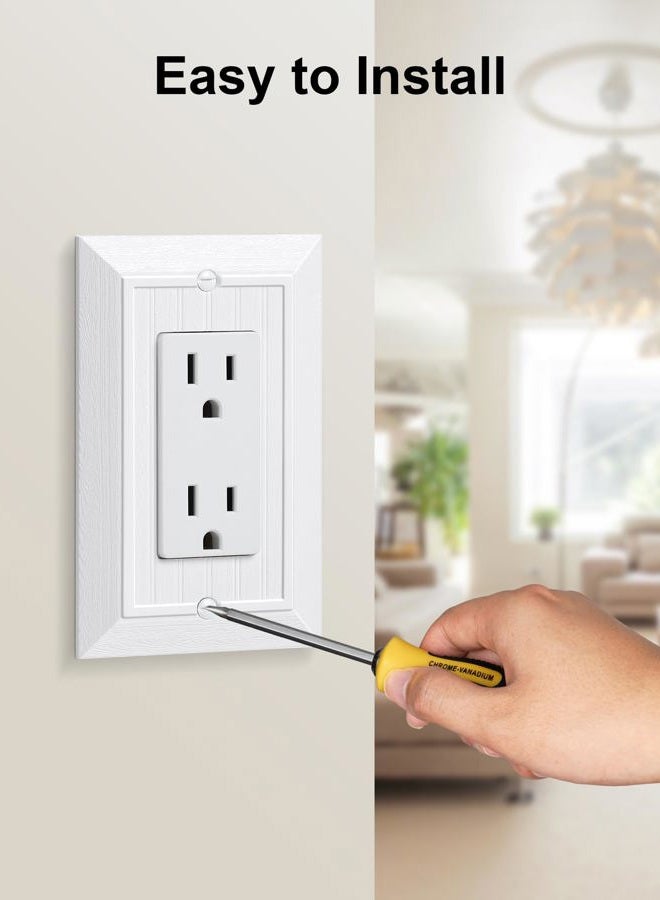 treewell 2-Pack Classic Beadboard Decorator Wall Plate Cover, Pure White Decorative Switch Plates and Outlet Covers, Durable Unbreakable Polycarbonate Wall Plates for Electrical Outlet, Receptacle, GFCI Outlet - Image 5
