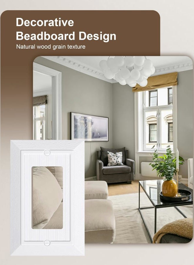 treewell 2-Pack Classic Beadboard Decorator Wall Plate Cover, Pure White Decorative Switch Plates and Outlet Covers, Durable Unbreakable Polycarbonate Wall Plates for Electrical Outlet, Receptacle, GFCI Outlet - Image 4