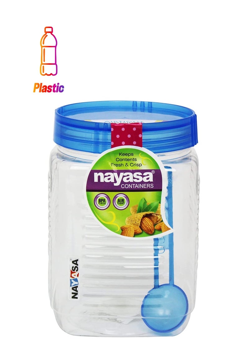 Plastic Clear Food Storage Containers for Kitchen with Spoon Assorted Colors Lids Airtight BPA Free Pantry Organization Jars