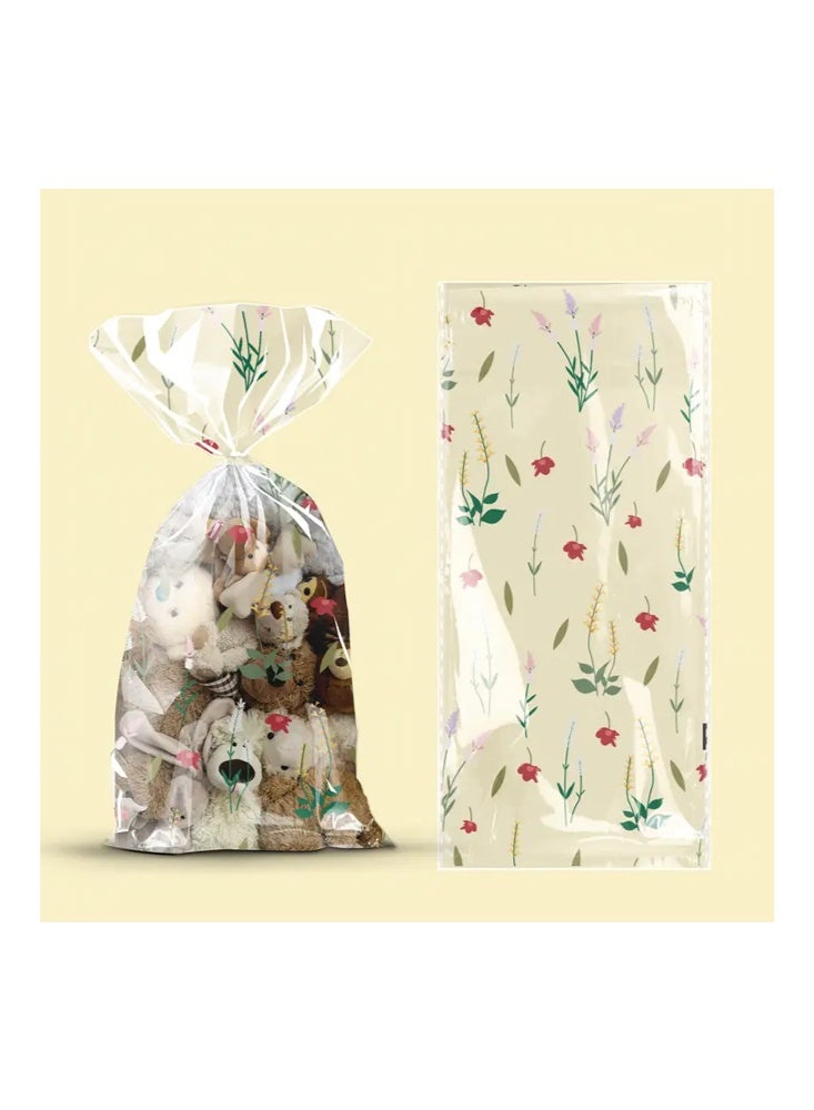 Zeemey 100 Transparent Candy Bags, Tote Bags, 4 Floral Patterns, Assorted Gift Bags, 300g Weight Capacity, Wedding Party Gifts, Snack Gift Packaging Bags (12.5x27cm) - Image 5