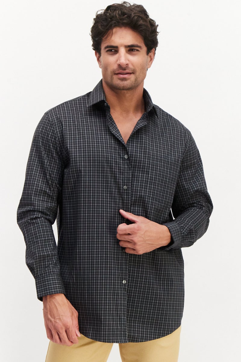 Van Heusen Men Regular Fit Plaid Long Sleeves Dress Shirt, Multicolor - Image 1