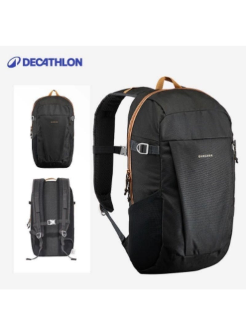 Decathlon Black Sports Backpack with Brown Accents