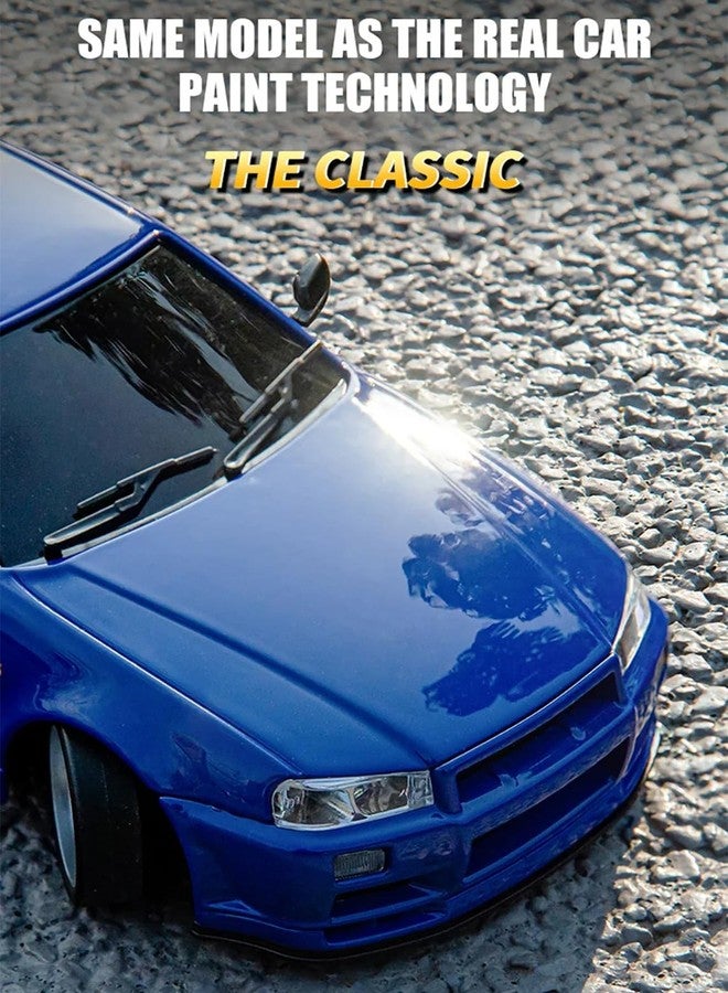 Flycolor سيارة FLYCOLOR LD1899 1/18 RC درفت GTR R34 2.4GHz RWD مع جيروسكوب هيكل جسم سبائك على الطريق سيارات سباق تحكم عن بعد (أزرق) - Image 4