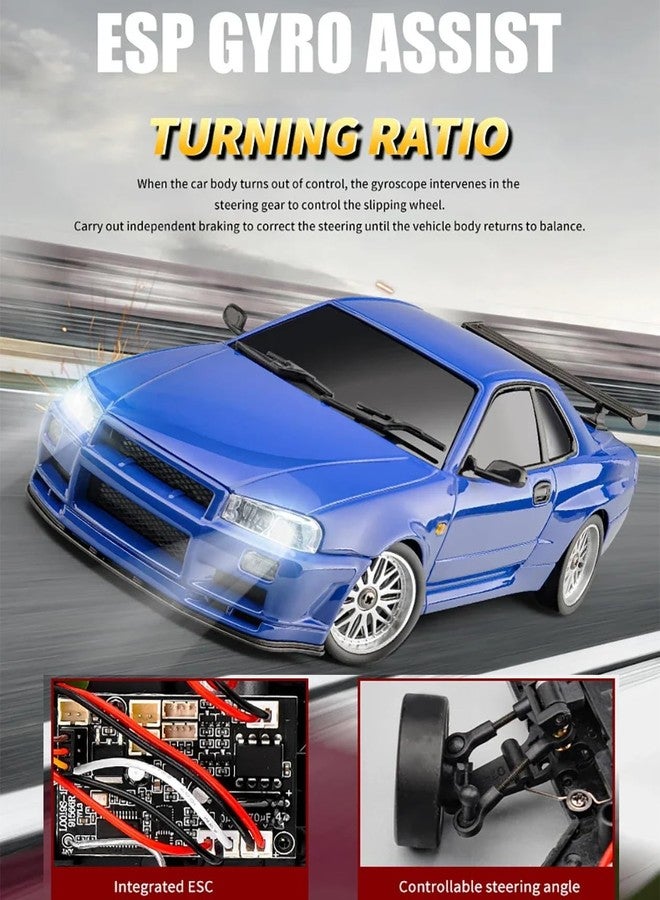 Flycolor سيارة FLYCOLOR LD1899 1/18 RC درفت GTR R34 2.4GHz RWD مع جيروسكوب هيكل جسم سبائك على الطريق سيارات سباق تحكم عن بعد (أزرق) - Image 3