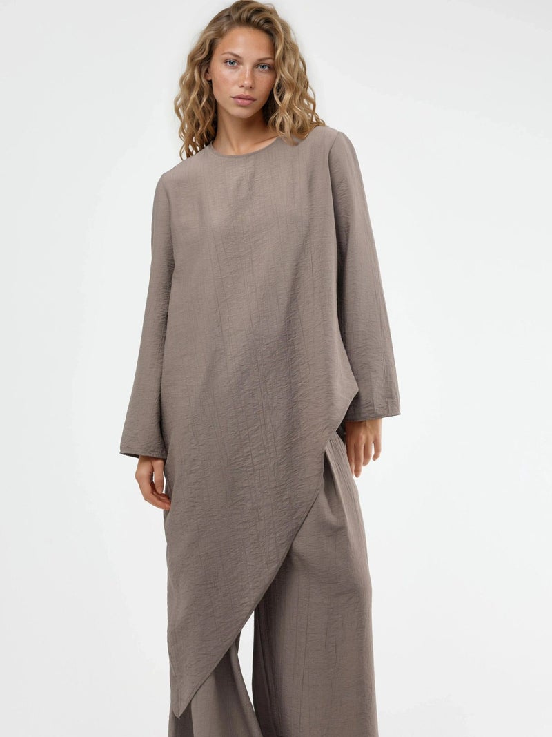BUSEM Textured Button-Up Long Sleeve Tunic - Image 1