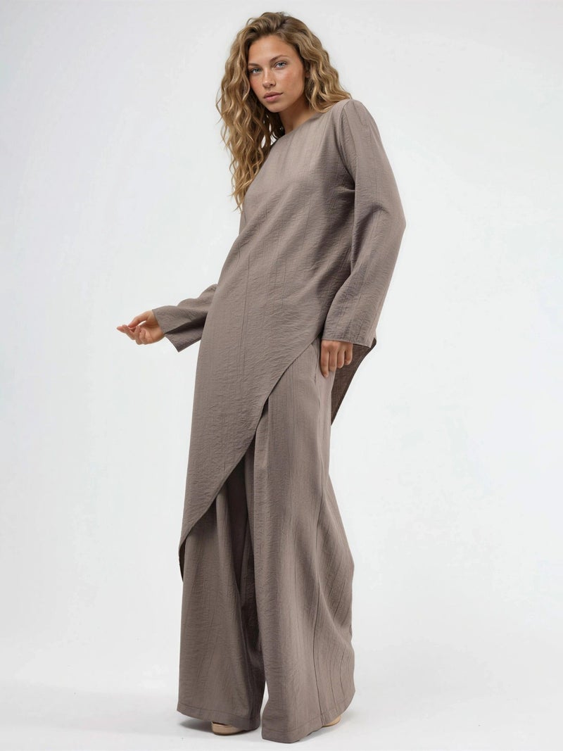 BUSEM Textured Button-Up Long Sleeve Tunic - Image 2