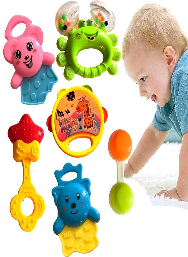 TEMSON 6 PCS Lovely Colourful Rattle Toys (Multicolor)