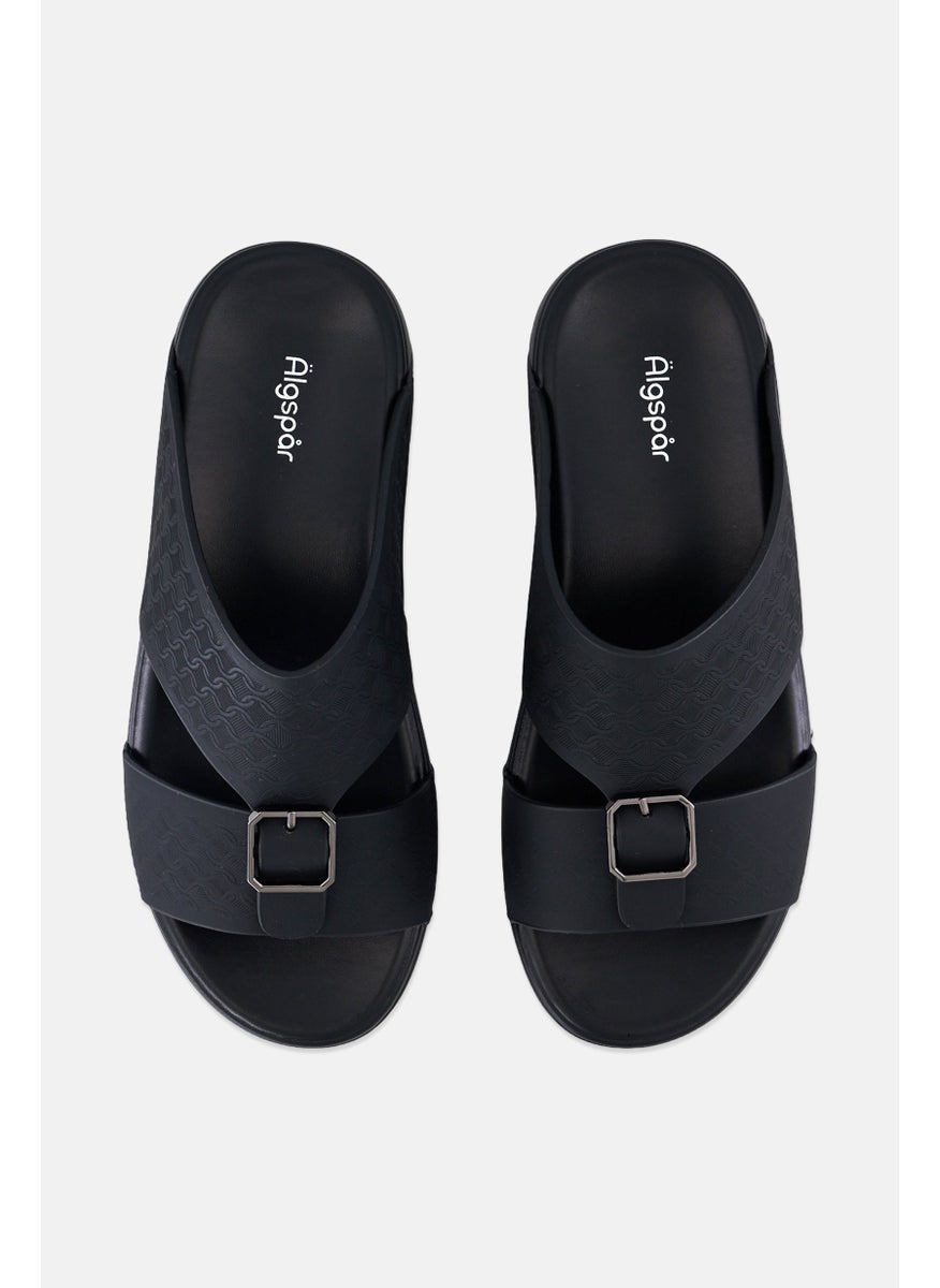 Algspar Men Slip On Arabic Sandals,Black  - Image 3