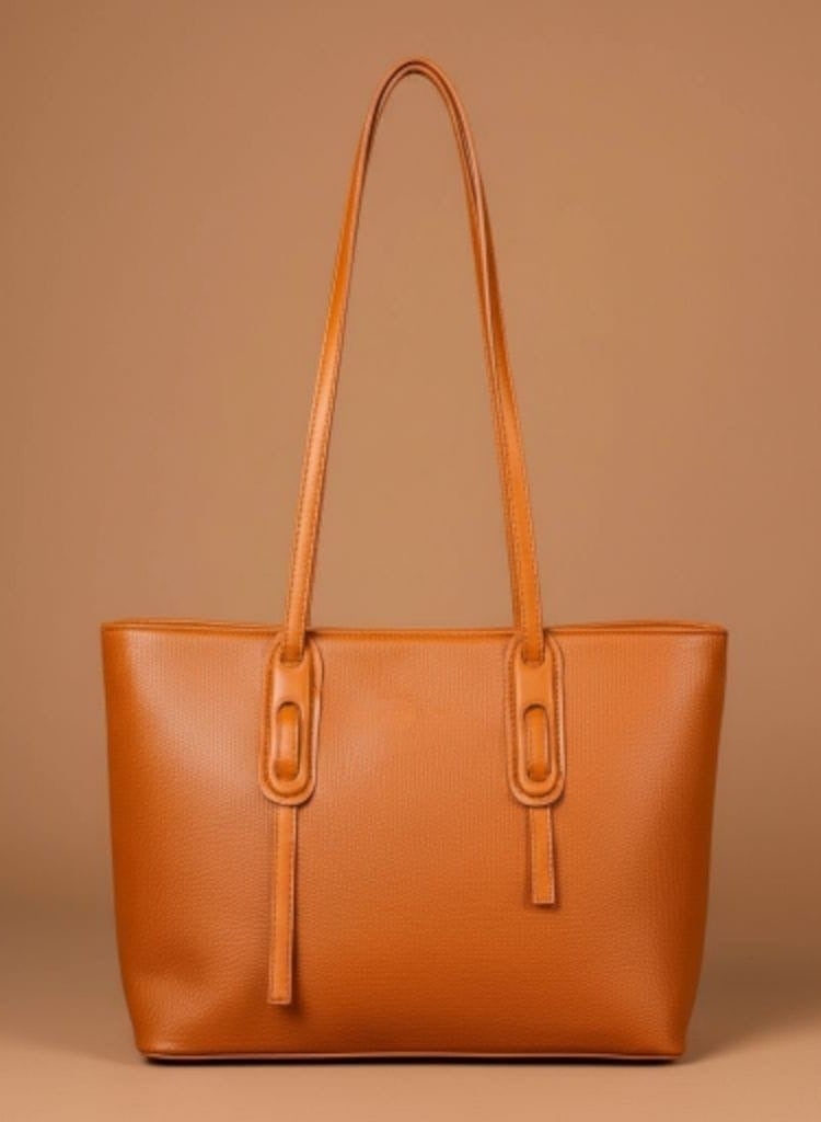 شنطة حريمي جلد كبيرة هاند – تصميم عملي شيك يناسب الشغل والخروجات - Image 1