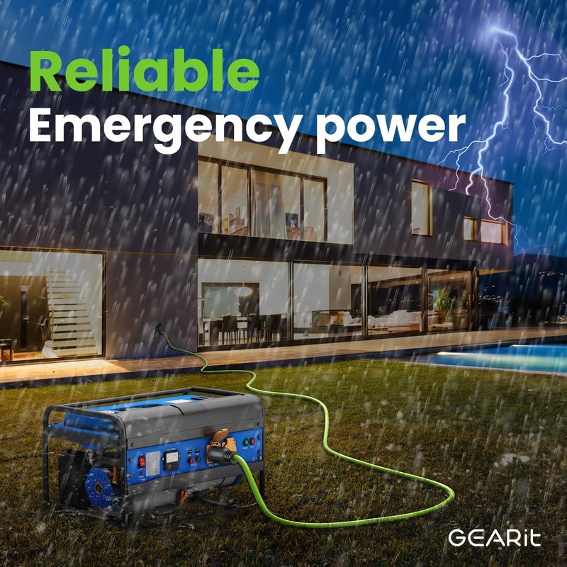 GearIT 30-Amp Generator Extension Cord, 120/250-Volt, 4-Prong, 7500W, NEMA L14-30P/L L14-30R, 10 Gauge SJTW Locking Power Cord for Manual Transfer Switch, Portable Generator Power Outage, 10 Ft, Green - Image 3