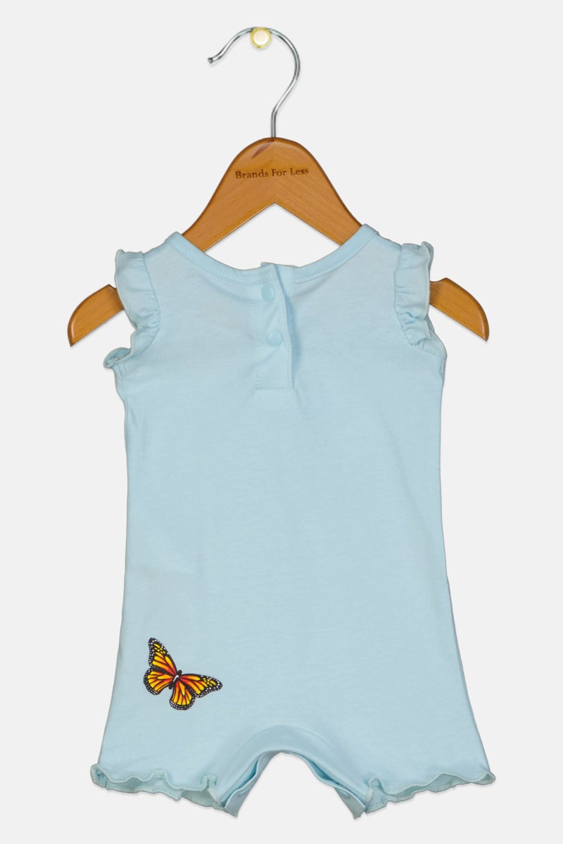 Nike Toddlers Girl Round Neck Brand Logo Rompers, Light Blue - Image 2