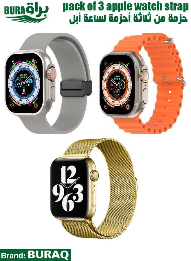 BURAQ Apple Watch Band Strap For Apple Watch Ultra 2/Ultra 49mm, Series 10 46mm, 9/8/7 45mm, SE2/SE/6/5/4 44mm, 3/2/1 42mm