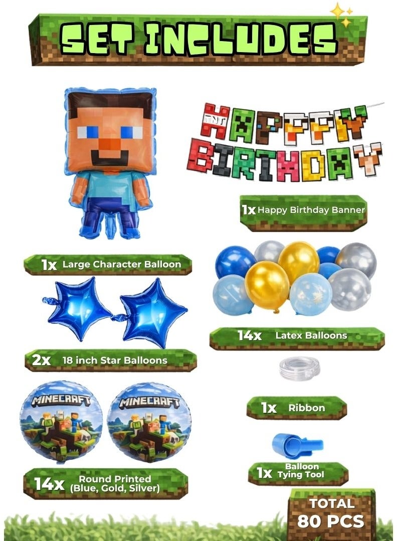 ديمي طقم زينة عيد ميلاد بتصميم ماينكرافت | بالونات وبنر لحفلات الأطفال - Image 2