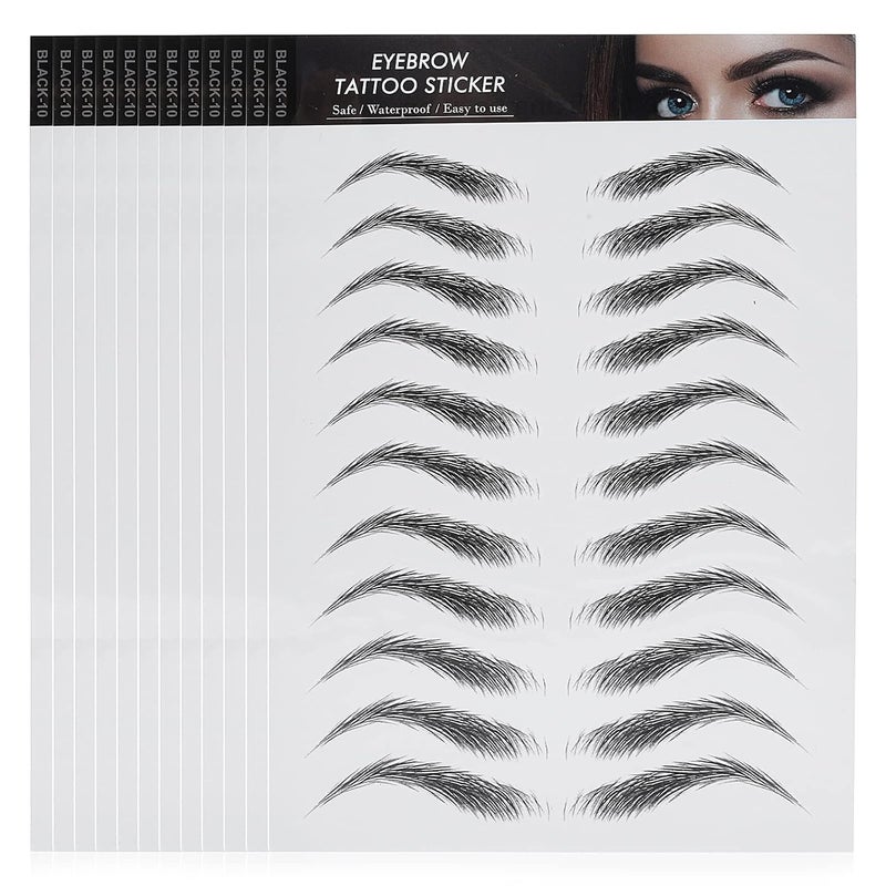 Molain 4D HairLike Eyebrow Tattoos Stickers 12 Sheets Waterproof Longlasting Eyebrow Transfers Stickers Peel Off Eyebrow Sticker for Eyebrow Grooming Shaping 1 Style 132 Pairs Classic Style