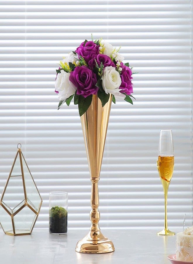 Lovecat 10 Pcs Tabletop Decoration Centerpiece, 14.4in Metal Wedding Flowers Small Gold Vase, Christmas Anniversary Birthday Party Home Decoration Flower Arrangement - Image 2