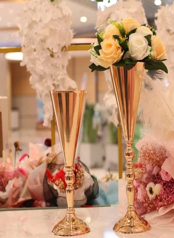 Lovecat 10 Pcs Tabletop Decoration Centerpiece, 14.4in Metal Wedding Flowers Small Gold Vase, Christmas Anniversary Birthday Party Home Decoration Flower Arrangement - Image 4