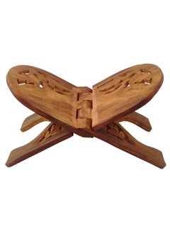 KIING KIING Wooden Hand Round Holy Book Stand Brown 15x7 inch for Geeta Quran Bible guru Granth etc  - Image 1