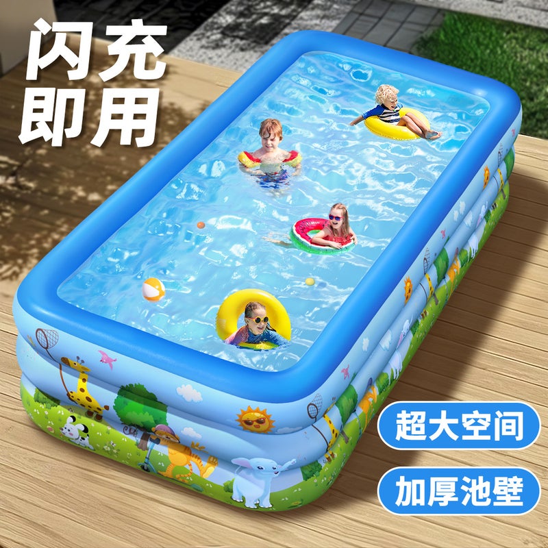 حوض سباحة قابل للنفخ للأطفال والعائلة، حمام سباحة كبير من PVC - Image 1