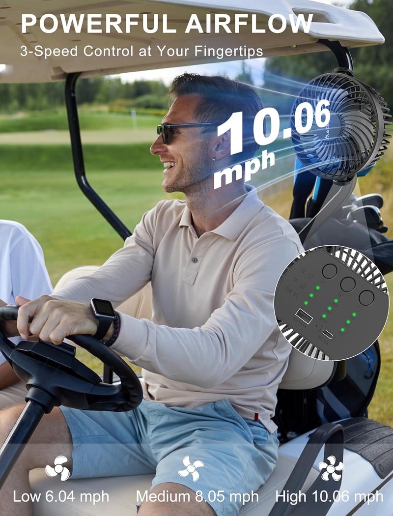 MAGOLFIN 2-Pack Magnetic Golf Cart Fan with Carrying Case - 12000mAh Rechargeable Portable Fan - Image 3