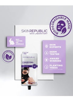 SKIN REPUBLIC Skin Republic Charcoal Peel-Off cleansing Face Mask Sheet, Exfoliates and removes blackheads 25ml (3 Applications)  - Image 4