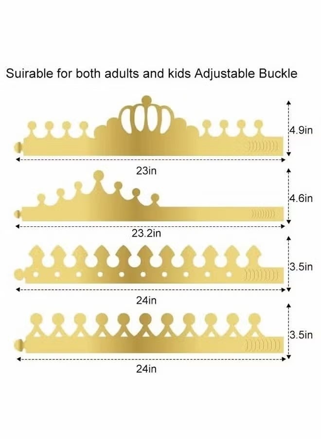 Party Hats, Gold Paper Crowns for Birthday Celebration 4 Styles Adjustable King Crown Party Hats for Queens Platinum Jubilee Jubilee Party, Jubilee Decorations Hats (20 Pieces) - Image 2