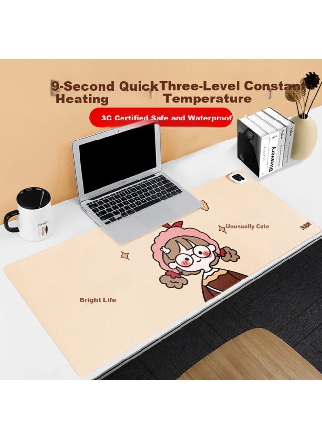 Bubm Heated Mouse Pad Warm Hand Desk Mat Quick Heating Large Electric Heating Mouse Pad 80*33cm Sunshine Girl - Image 1