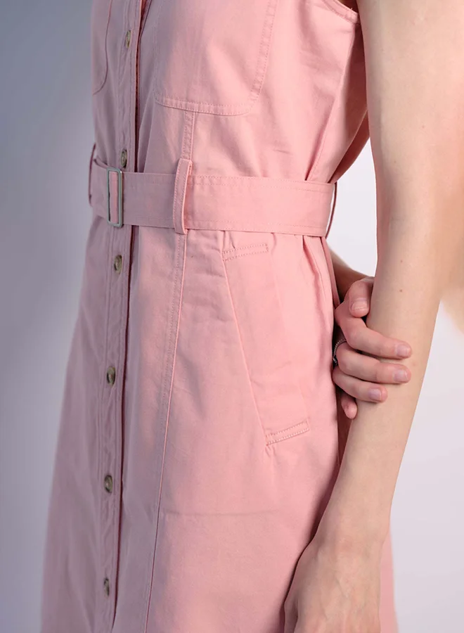 Virgio VIRGIO 100% Cotton Front Open Twill Dress With Belt