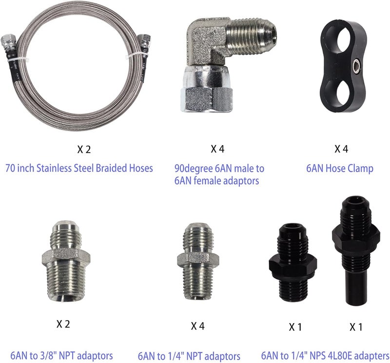 JSDAN 6AN 70" Transmission Fluid Oil Cooler Hose Line Kit & Separator Clamp for GM Chevy and Ford Transmissions - Image 5