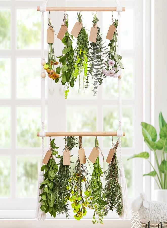 PROTITOUS 2Tier Herb Drying Rack Flower Drying, Kraft Paper Tags and Natural Jute Twine - Image 4