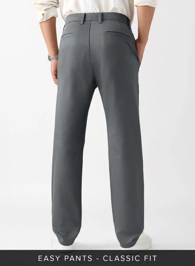 The Souled Store Men Classic Fit Grey Trousers