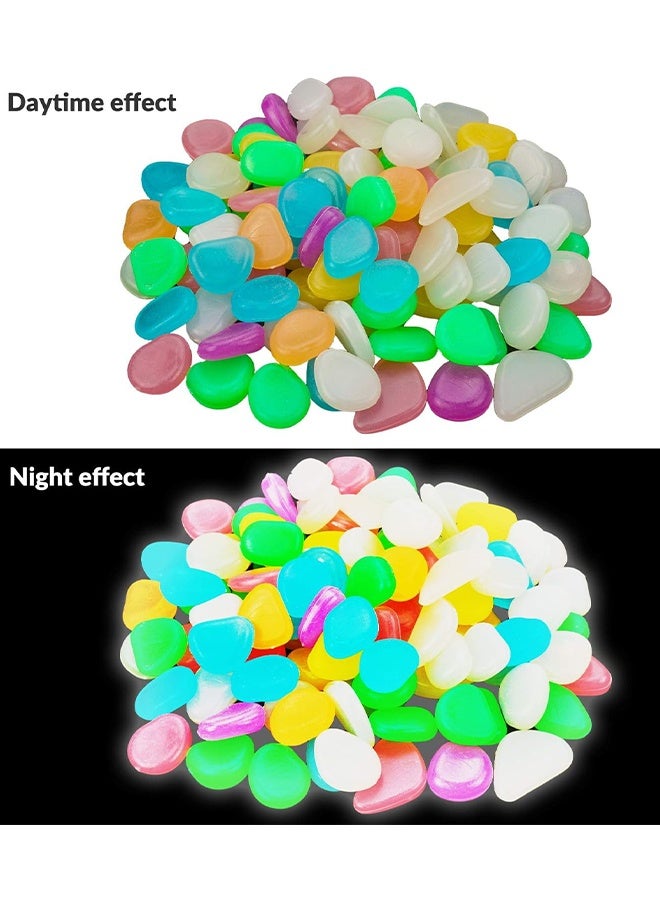 300 قطعة من الأحجار المضيئة، أحجار مضيئة تتوهج في الظلام، أحجار زينة لأحواض السمك، أحجار لتزيين المناظر الطبيعية للأحواض المائية، الممرات الخارجية للمنزل، المروج، الحديقة، النباتات المحفوظة في أصص - Image 3