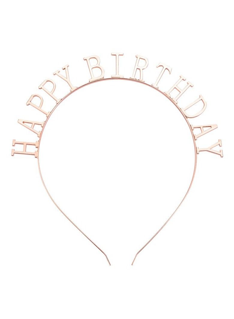 Brain Giggles  HAPPY BIRTHDAY letter Design Headband - Rose Gold - Image 1