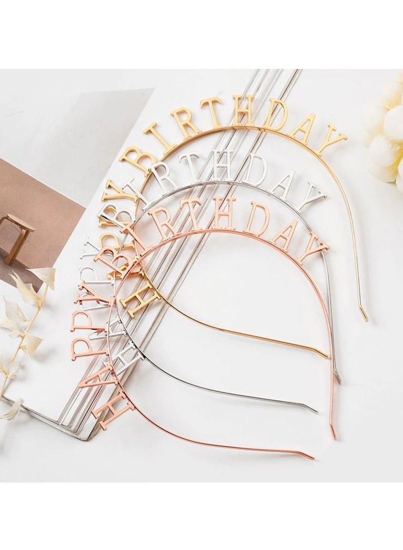 Brain Giggles  HAPPY BIRTHDAY letter Design Headband - Rose Gold - Image 2