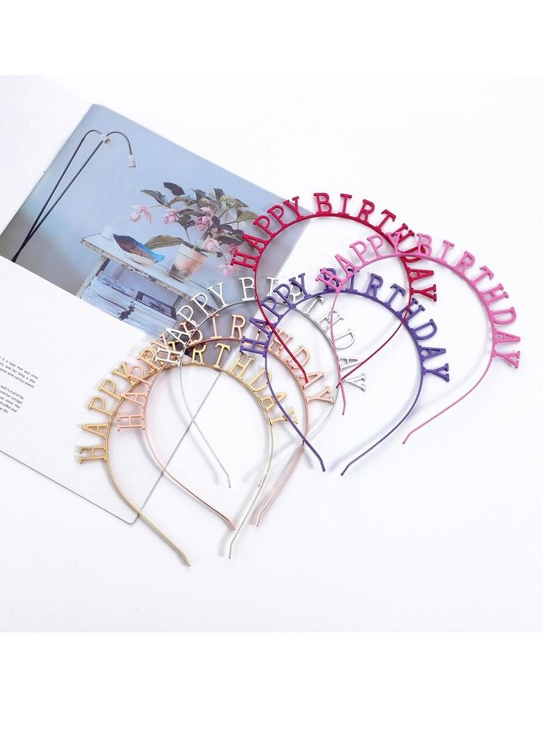 Brain Giggles  HAPPY BIRTHDAY letter Design Headband - Rose Gold - Image 3