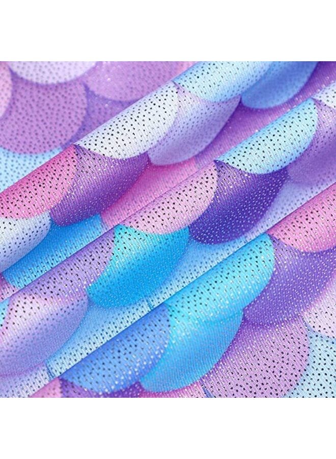 Leotards for Girls Gymnastics Toddler Dance Biketards Mermaid Unicorn Athletic Dance Wear Shiny Rainbow Mermaid Purple, 130 - Image 5