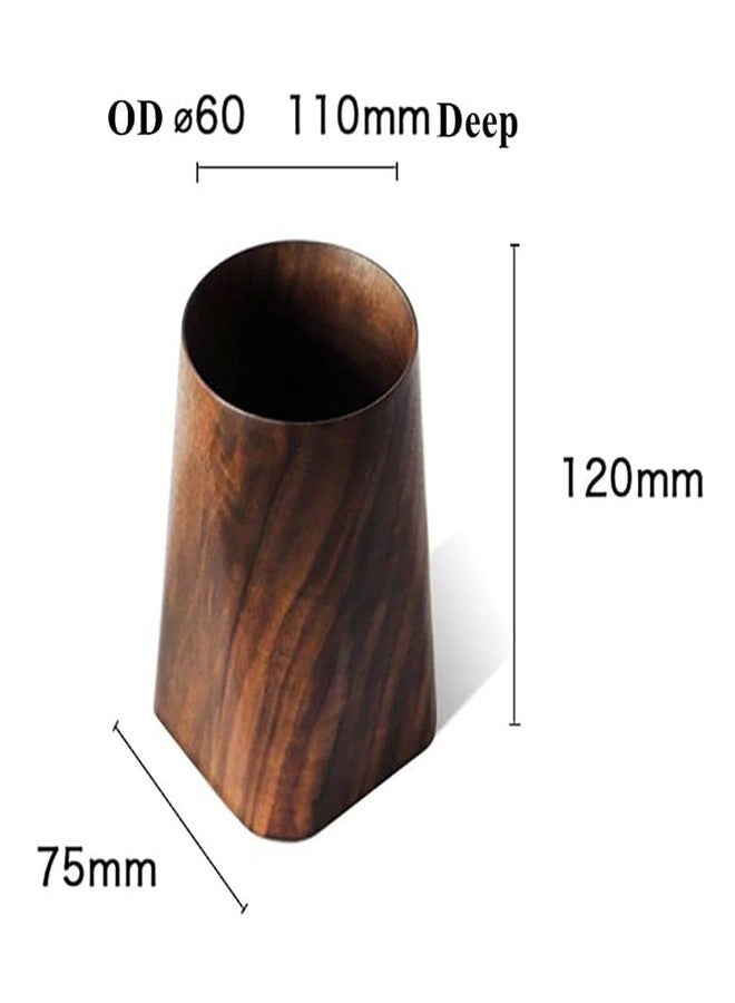 Smowfes Wood Pen Holder For Desk, Pencil Cup Whole Piece Black Walnut Wooden Organizer Caddy Stand - Image 2