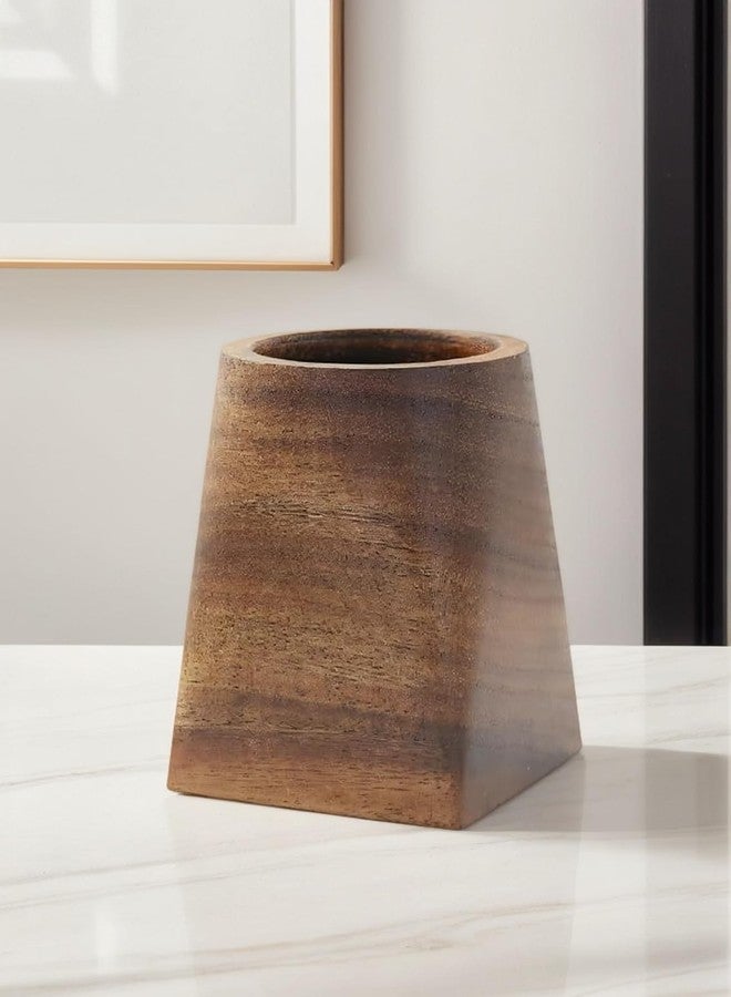 Smowfes Wood Pen Holder For Desk, Pencil Cup Whole Piece Black Walnut Wooden Organizer Caddy Stand - Image 1